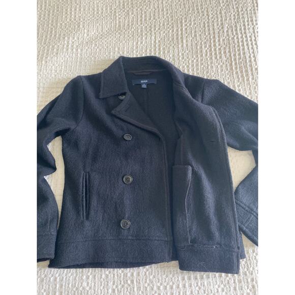 Gap Y2K Women’s 100% Wool Black‎ Pea Swing Coat Jacket Sz M - Picture 3 of 8